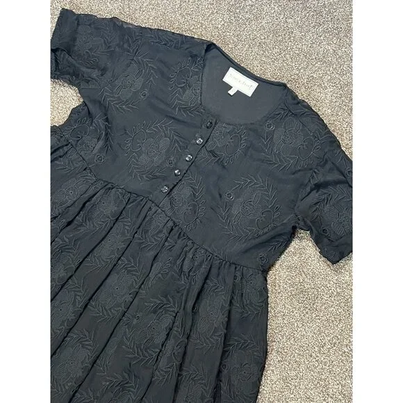Piper & Scoot Women Ellie Dress Black Small Size Short Sleeves Lace Embroidery - Picture 13 of 13